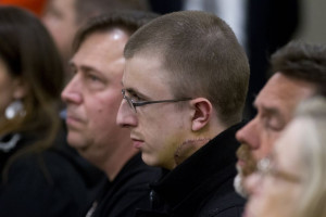 Micah Fletcher sits watching Jeremy Christian in court Micah Fletcher sits watching Jeremy Christian in court