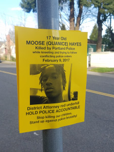 Flyer outside East Precinct on 2/10/18 (Sam Bouman)