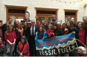Portland activists & mayor celebrate passage of fossil fuel infrastructure ban 2016 Portland activists & mayor celebrate passage of fossil fuel infrastructure ban 2016