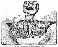 crowd makes one big fist of defiance
