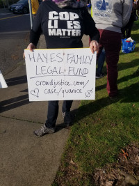 Protester at East Precinct building, 2/10/18 (Sam Bouman)