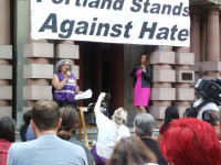 Rabbi Kolodny Speaking at Rally against Hate Rabbi Kolodny at Rally 2017